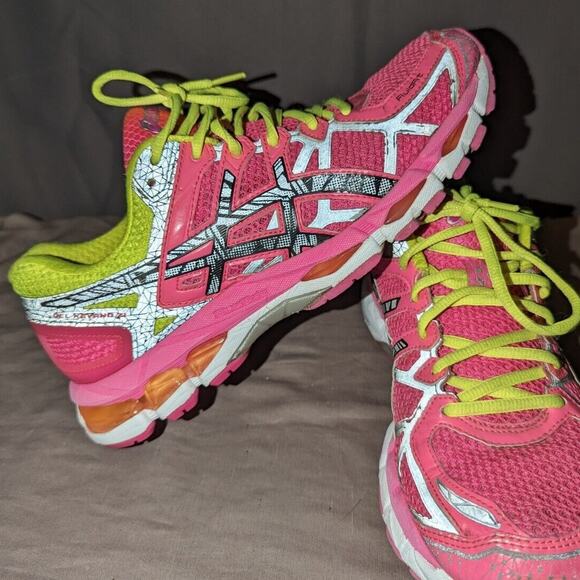 Asics shoes Womens 8.5 Pink Gel Kayano 21 Neon RunningT4N5N D6 Excellent Rare - Picture 1 of 10